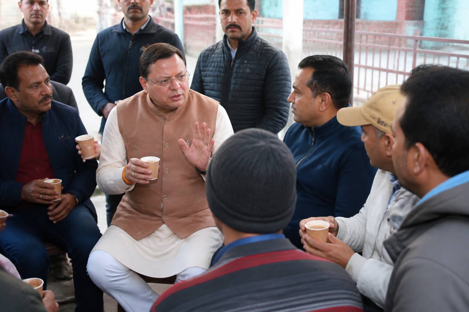 Dhami criticises Rahul Gandhi over caste remarks during tea meeting in Khatima